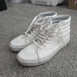 Vans white leather high-tops